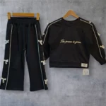 ست آستین پاپیون بلوز و شلوار بگ دورس دو نخ سه رنگ سایز 45 تا 65 - تصویر 4