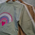 ست رنگین کمون بلوز شلوار بگ دورس دو نخ سبز/نسکافه ای سایز 45 تا 65 - تصویر 6