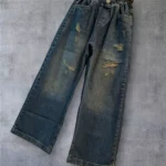 شلوار بگ جین پنبه آبی/ذغالی بگ 70/95 (کیزیم) - تصویر 4