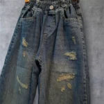 شلوار بگ جین پنبه آبی/ذغالی بگ 70/95 (کیزیم) - تصویر 3