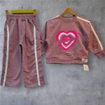 ست دخترانه قلب بلوز و شلوار دورس دو نخ سایز 45 تا 65 - تصویر 3
