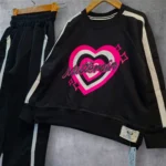 ست دخترانه قلب بلوز و شلوار دورس دو نخ سایز 45 تا 65 - تصویر 2