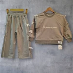 ست آستین پاپیون بلوز و شلوار بگ دورس دو نخ سه رنگ سایز 45 تا 65 - تصویر 2