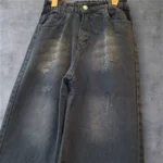 شلوار ذغالی تیره کثیف شور بگ جین پنبه سایز 75 تا 100 کد 2436 - تصویر 2